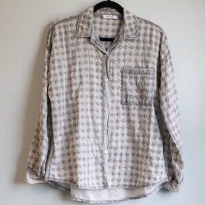 Gigi Moda grid dot embroidered grey top-L